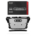 Audi A3 8P [2009 - 2012) Gloss Black / Chrome Black Honeycomb RS3 Style Front Bumper Bar Grille