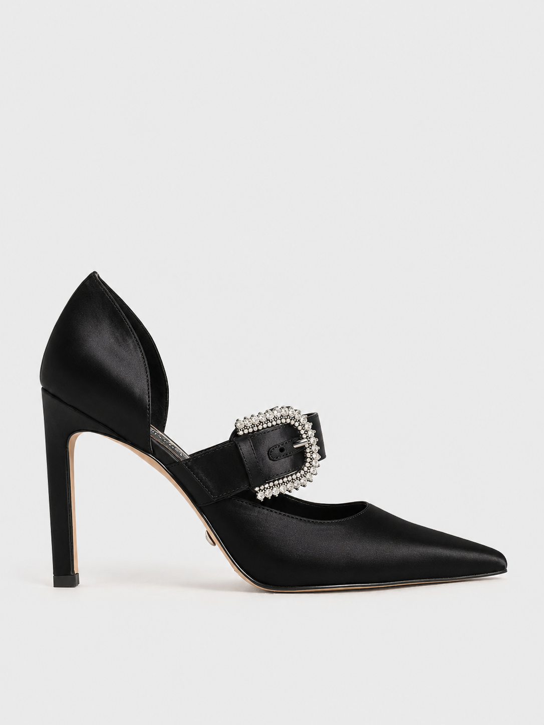 Satin Embellished-Buckle Pumps