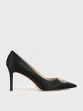 Satin Embellished Pumps