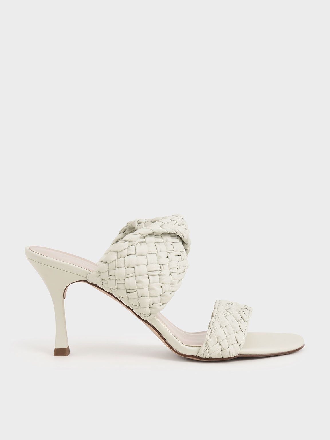 Double Strap Woven Heeled Mules